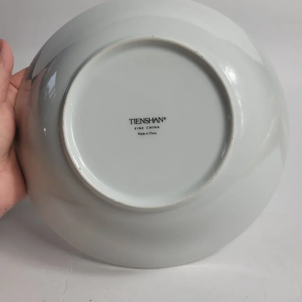 Tienshan Deck the Halls Serving Bowl Poinsettias & Ribbons Christmas China